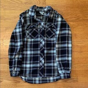 Black and White Plaid Button-Up Shirt